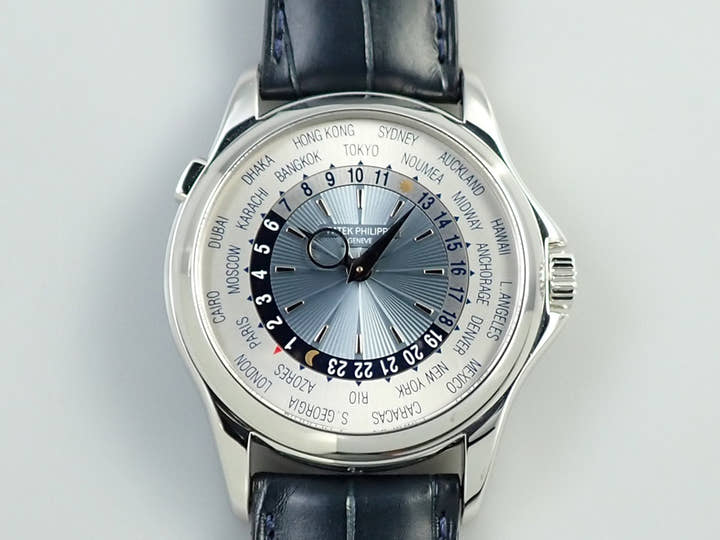 パテックフィリップ コンプリケーション ワールドタイム Ref.5130P-001 プラチナ シルバー/ブルー文字盤