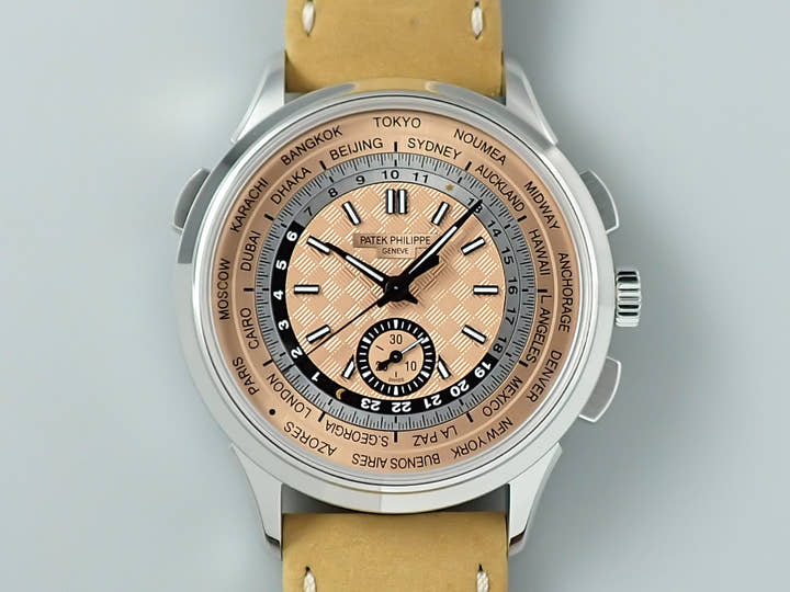 パテックフィリップ コンプリケーション ワールドタイム クロノグラフ Ref.5935A-001 ステンレススチール ローズゴールドメッキ オパーリン文字盤