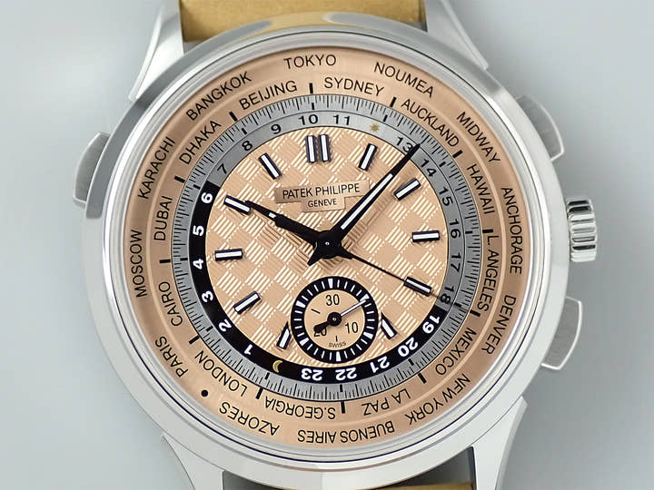 パテックフィリップ コンプリケーション ワールドタイム クロノグラフ Ref.5935A-001 ステンレススチール ローズゴールドメッキ オパーリン文字盤