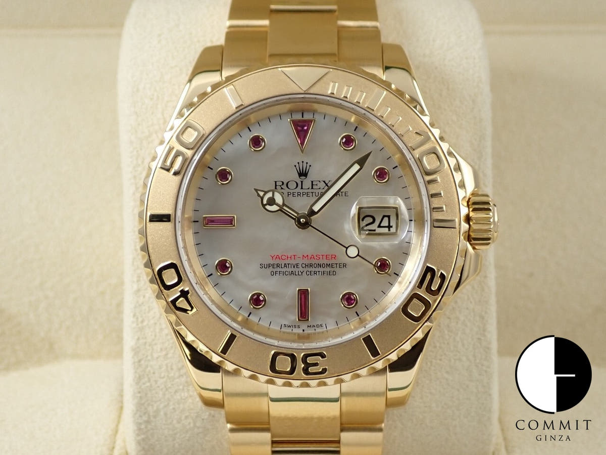 ロレックス ヨットマスター Ref.16628NGR イエローゴールド シェルx11Pルビー文字盤