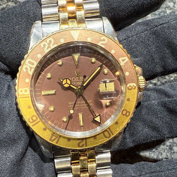 No. 2116 - Excellent atmosphere! Brown gold inserts and Jubilee windings are attractive! Introducing the GMT Master 1675/3 72-73 All Tritium!