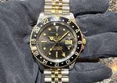 第２３９８回～ 雰囲気抜群！絶妙エイジングダイヤルが魅力！！黒ツボ  GMTマスター 1675/3 良個体 オールトリチウムのご紹介！