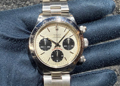 No. 2267 - Introducing the recommended Big Red! Oyster Hand-Wound Daytona 6265 Silver 1980 All Tritium!