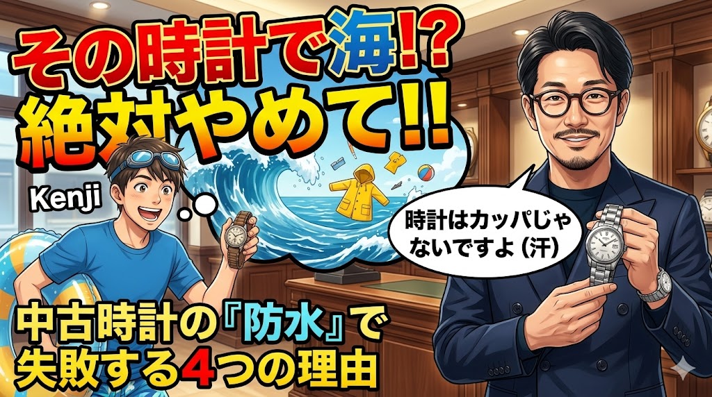 【AI漫画】第24話：その“防水”、本当に水に強い？｜時計界の「生活防水で海に飛び込むな問題」