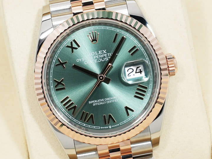 Rolex Datejust 36 Ref. 126231 Stainless Steel/Everose Gold, Mint Green Dial, Jubilee Bracelet, Unworn nei7gug5