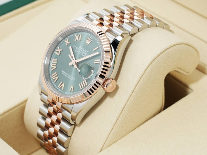 Rolex Datejust 36 Ref. 126231 Stainless Steel/Everose Gold, Mint Green Dial, Jubilee Bracelet, Unworn nei7gug5