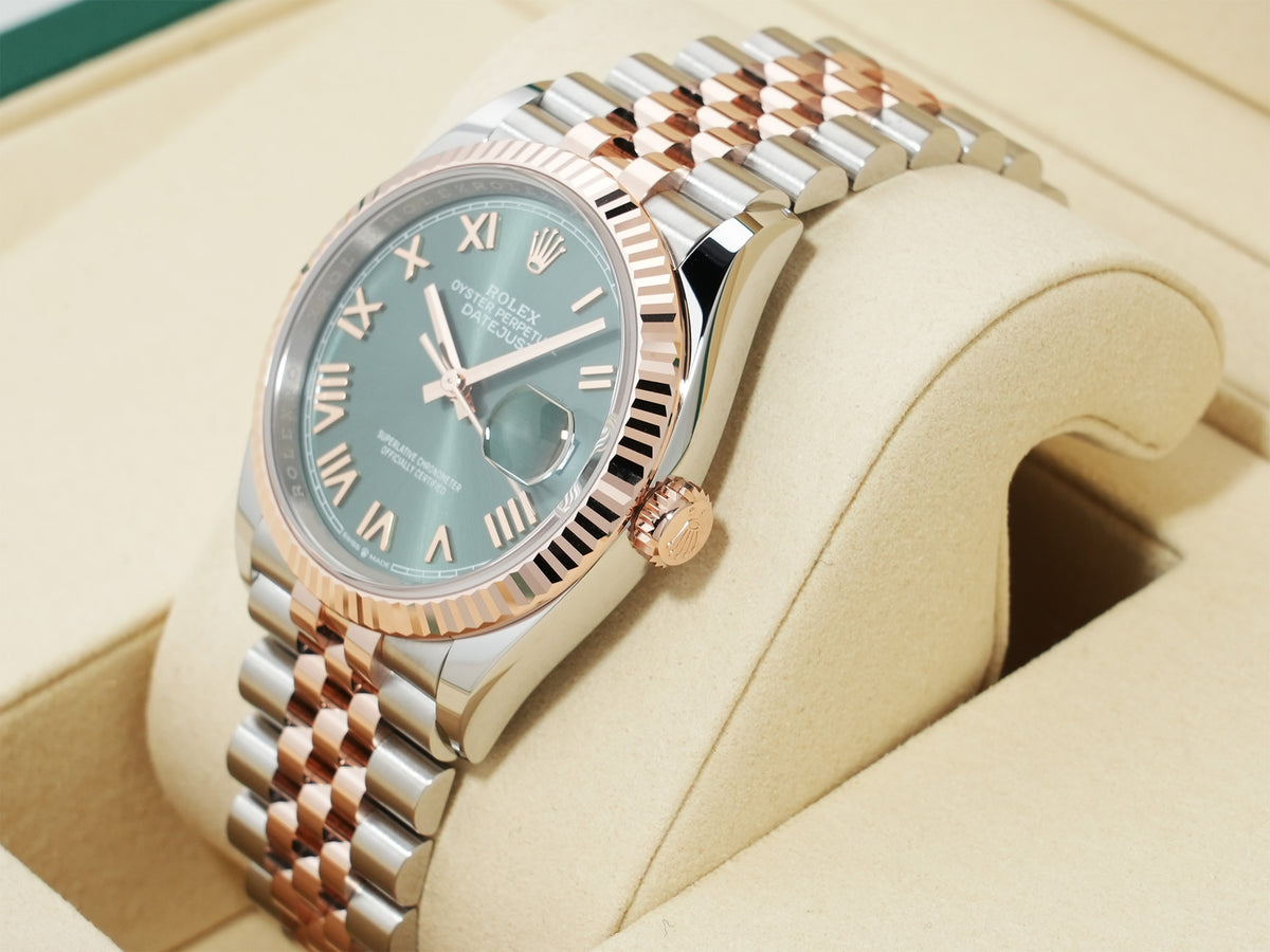 Rolex Datejust 36 Ref. 126231 Stainless Steel/Everose Gold, Mint Green Dial, Jubilee Bracelet, Unworn nei7gug5