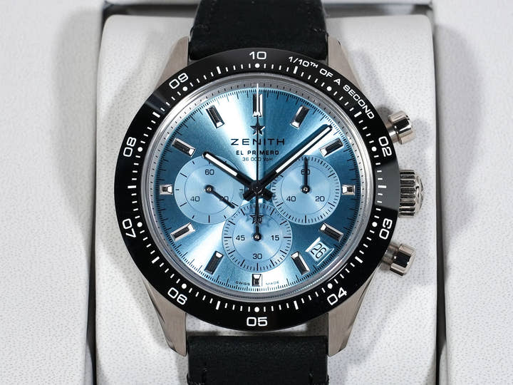 ゼニス クロノマスター スポーツ ヨシダ スペシャル エディション Ref.65.3104.3600/52.C920 ホワイトゴールド アクアブルー文字盤 美品 xfb4sfnr