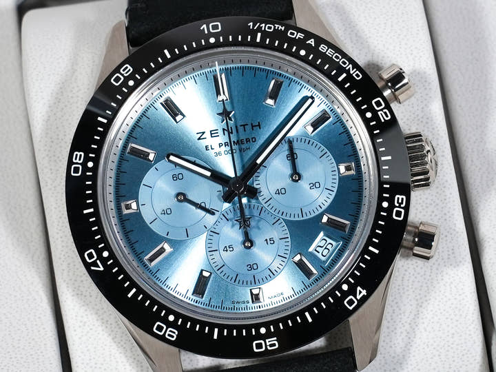 ゼニス クロノマスター スポーツ ヨシダ スペシャル エディション Ref.65.3104.3600/52.C920 ホワイトゴールド アクアブルー文字盤 美品 xfb4sfnr
