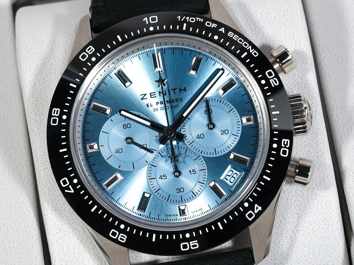 ゼニス クロノマスター スポーツ ヨシダ スペシャル エディション Ref.65.3104.3600/52.C920 ホワイトゴールド アクアブルー文字盤 美品 xfb4sfnr