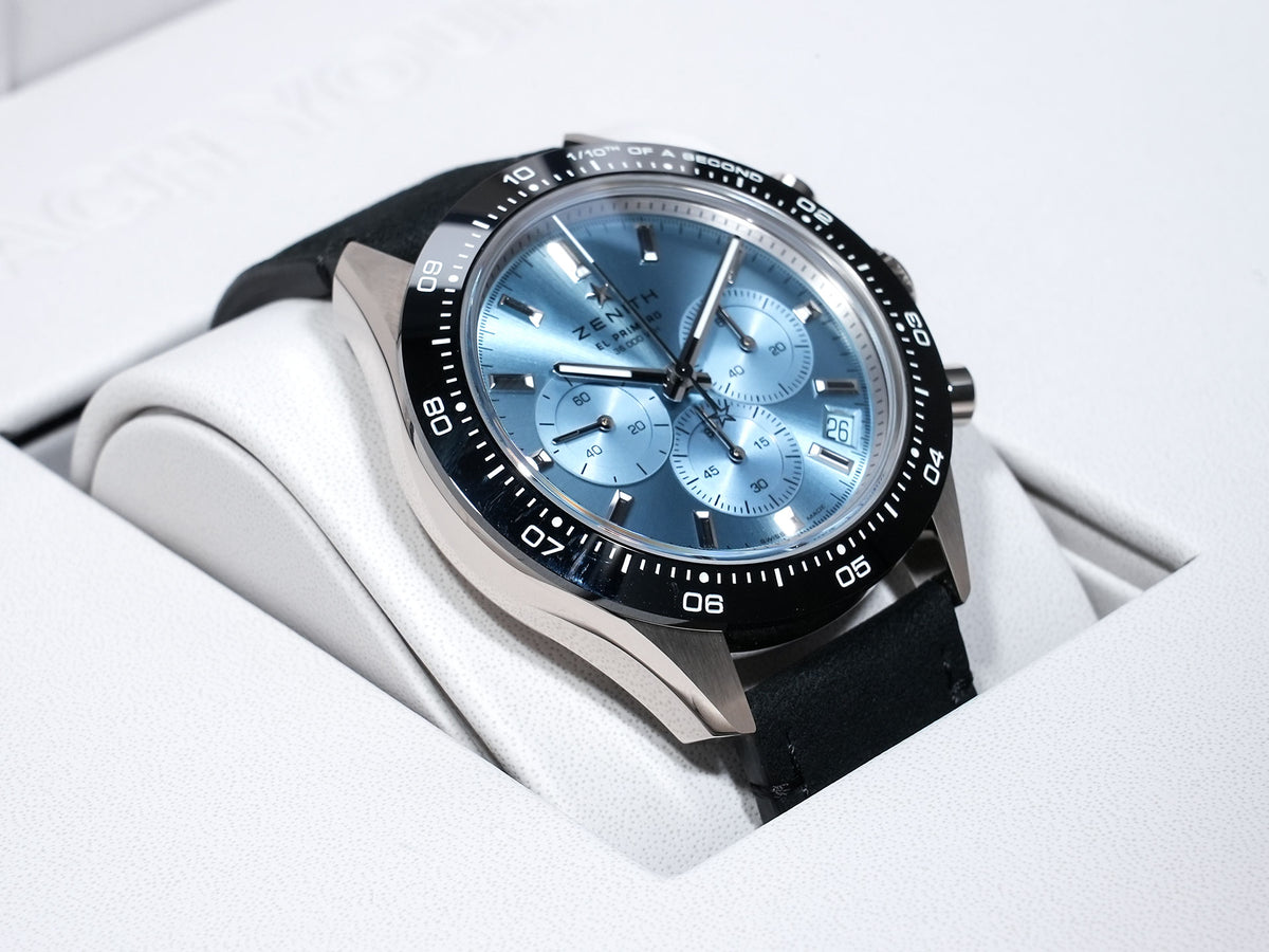 ゼニス クロノマスター スポーツ ヨシダ スペシャル エディション Ref.65.3104.3600/52.C920 ホワイトゴールド アクアブルー文字盤 美品 xfb4sfnr
