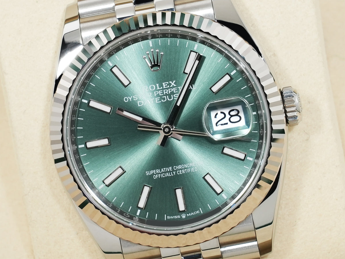 Rolex Datejust 36 Ref.126234 Stainless Steel/White Gold Mint Green Dial Jubilee Bracelet, Beautiful Pre-owned Condition zfxebvsp