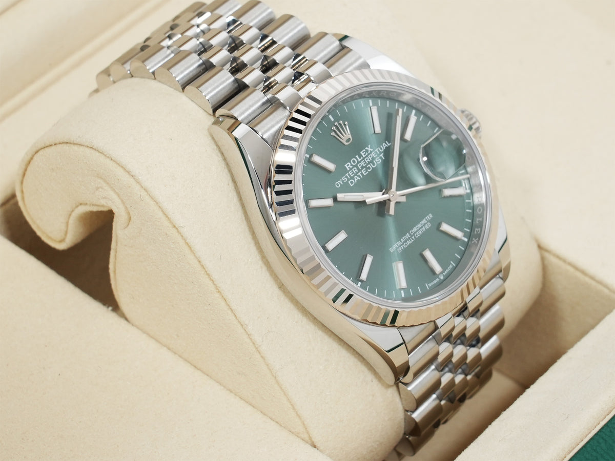 Rolex Datejust 36 Ref.126234 Stainless Steel/White Gold Mint Green Dial Jubilee Bracelet, Beautiful Pre-owned Condition zfxebvsp