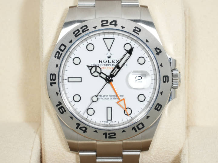 ロレックス エクスプローラーII Ref.216570 ステンレススチール ホワイト文字盤 オイスターブレスレット 美中古 qqxompsk