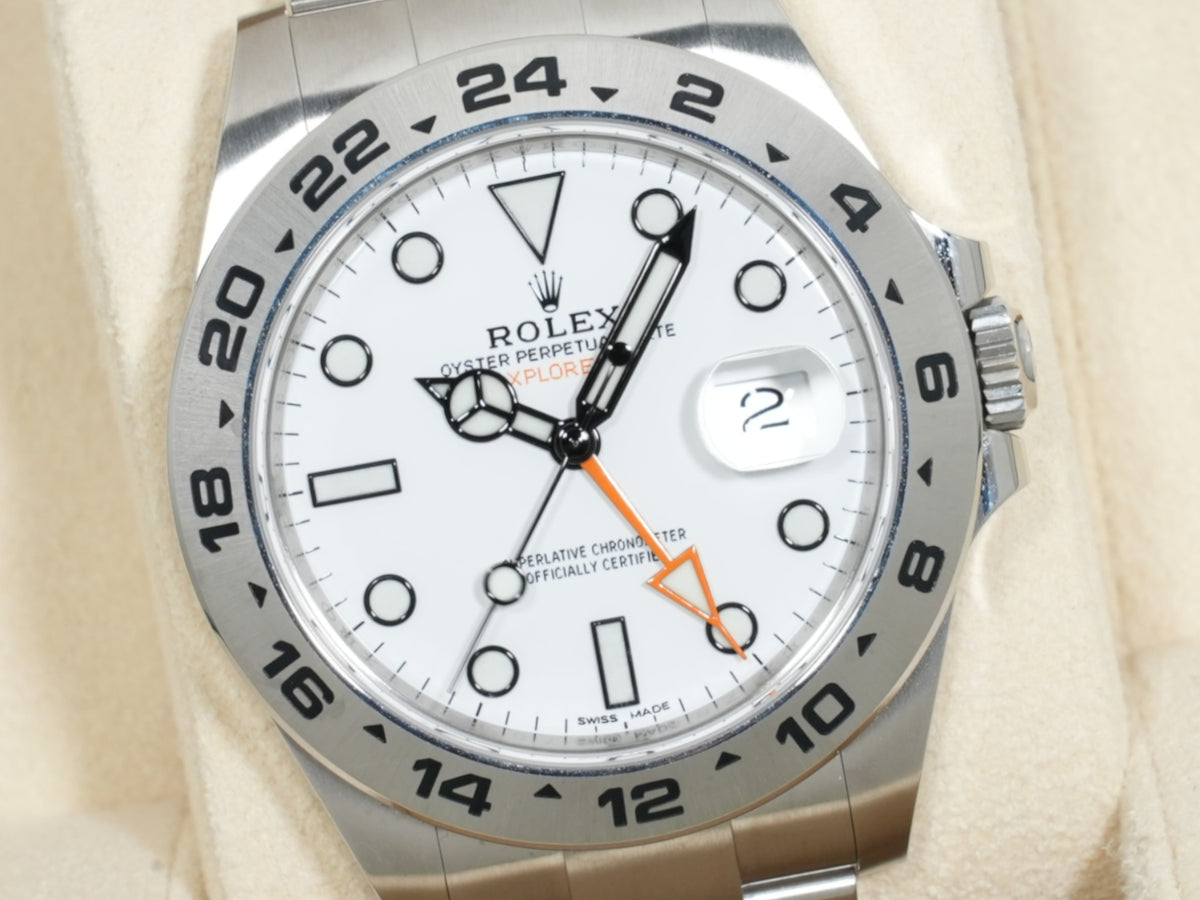 ロレックス エクスプローラーII Ref.216570 ステンレススチール ホワイト文字盤 オイスターブレスレット 美中古 qqxompsk