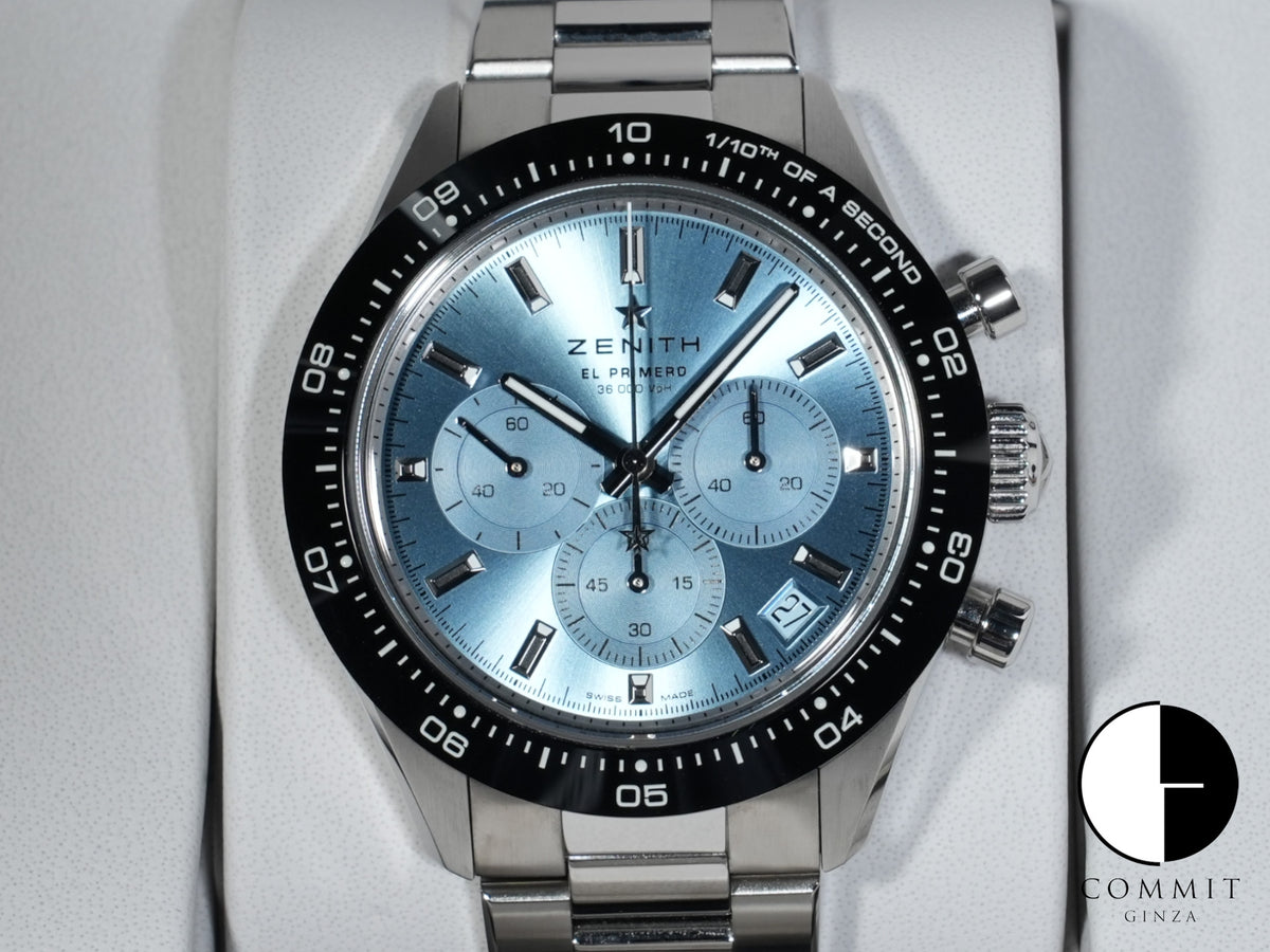 ゼニス クロノマスター スポーツ ヨシダ スペシャル エディション Ref.03.3105.3600/52.M3100 ステンレススチール アクアブルー文字盤 美中古 m7626ou7