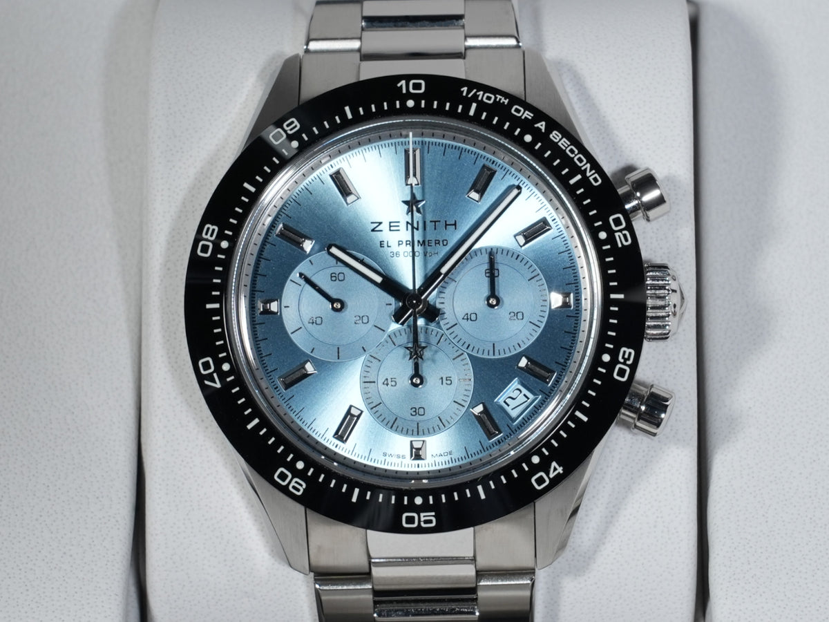 ゼニス クロノマスター スポーツ ヨシダ スペシャル エディション Ref.03.3105.3600/52.M3100 ステンレススチール アクアブルー文字盤 美中古 m7626ou7