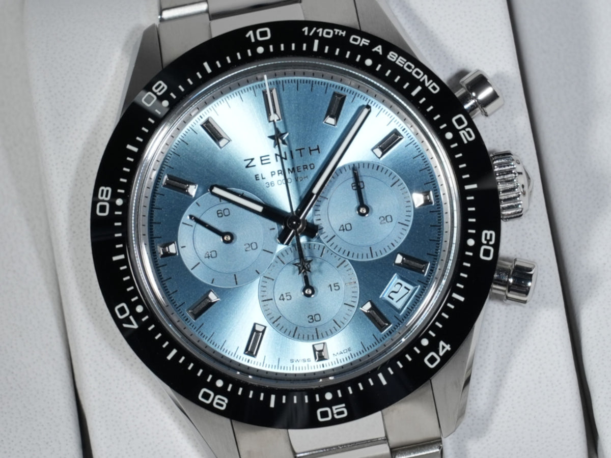 ゼニス クロノマスター スポーツ ヨシダ スペシャル エディション Ref.03.3105.3600/52.M3100 ステンレススチール アクアブルー文字盤 美中古 m7626ou7