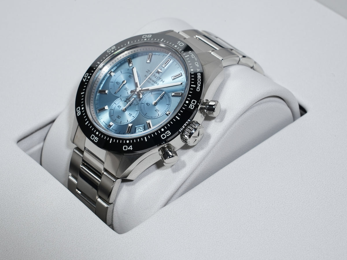 ゼニス クロノマスター スポーツ ヨシダ スペシャル エディション Ref.03.3105.3600/52.M3100 ステンレススチール アクアブルー文字盤 美中古 m7626ou7