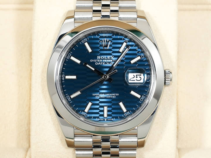ロレックス デイトジャスト41 Ref.126300 ステンレススチール ブルーフルーテッドモチーフ文字盤 ジュビリーブレスレット 美中古 2apy6nw4