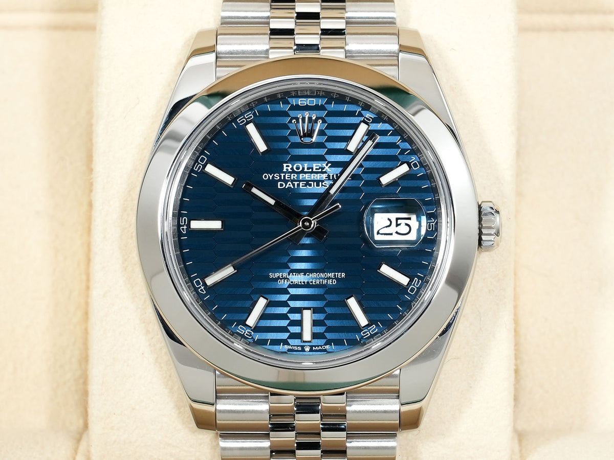 ロレックス デイトジャスト41 Ref.126300 ステンレススチール ブルーフルーテッドモチーフ文字盤 ジュビリーブレスレット 美中古 2apy6nw4