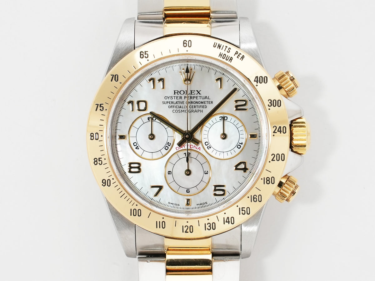 ロレックス デイトナ エルプリメロ Ref.16523NA ステンレススチール/イエローゴールド ホワイトシェルアラビア文字盤 中古 ezczyfcz