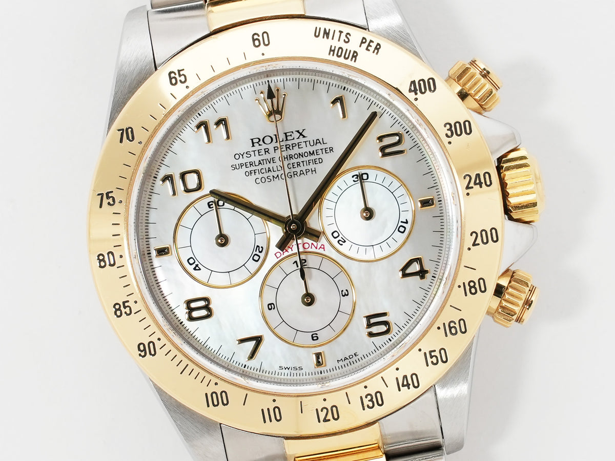 ロレックス デイトナ エルプリメロ Ref.16523NA ステンレススチール/イエローゴールド ホワイトシェルアラビア文字盤 中古 ezczyfcz