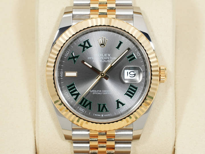ロレックス デイトジャスト41 Ref.126333 ステンレススチール/イエローゴールド スレートローマン文字盤 ジュビリーブレスレット 中古 u4my77gr