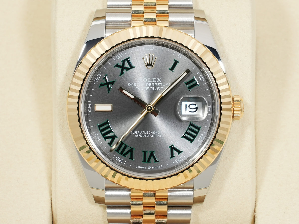 ロレックス デイトジャスト41 Ref.126333 ステンレススチール/イエローゴールド スレートローマン文字盤 ジュビリーブレスレット 中古 u4my77gr