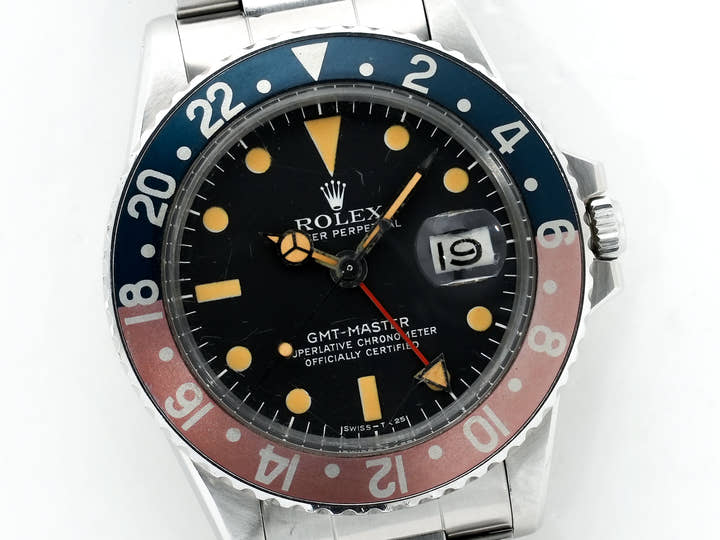 ロレックス GMTマスター Ref.1675 ステンレススチール ブラック文字盤 オイスターブレスレット 中古 5dqusxtk
