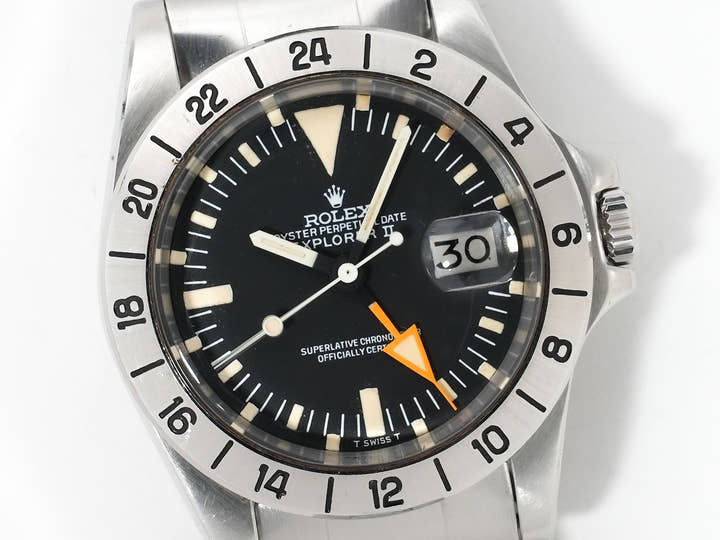 ロレックス エクスプローラーII Ref.1655 ステンレススチール ブラック文字盤 オイスターブレスレット 中古 v8wmszaw