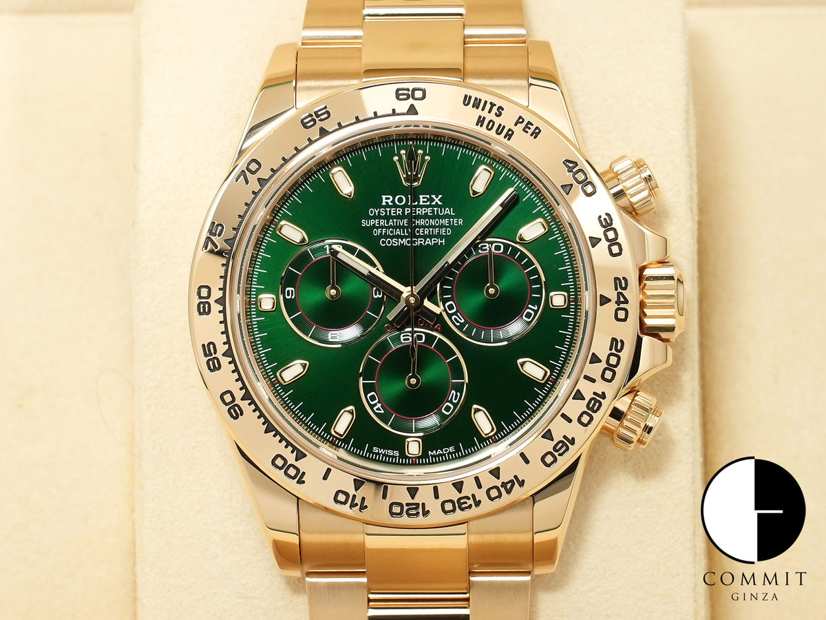 ロレックス デイトナ Ref.116508 イエローゴールド グリーン文字盤 美中古 e3td35sy