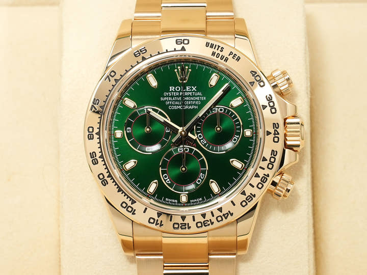 ロレックス デイトナ Ref.116508 イエローゴールド グリーン文字盤 美中古 e3td35sy