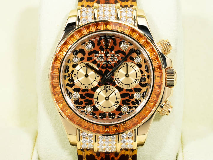 ロレックス デイトナ Ref.116598SACO イエローゴールド レパードx8Pダイヤ文字盤 美中古 gdg8r5mn