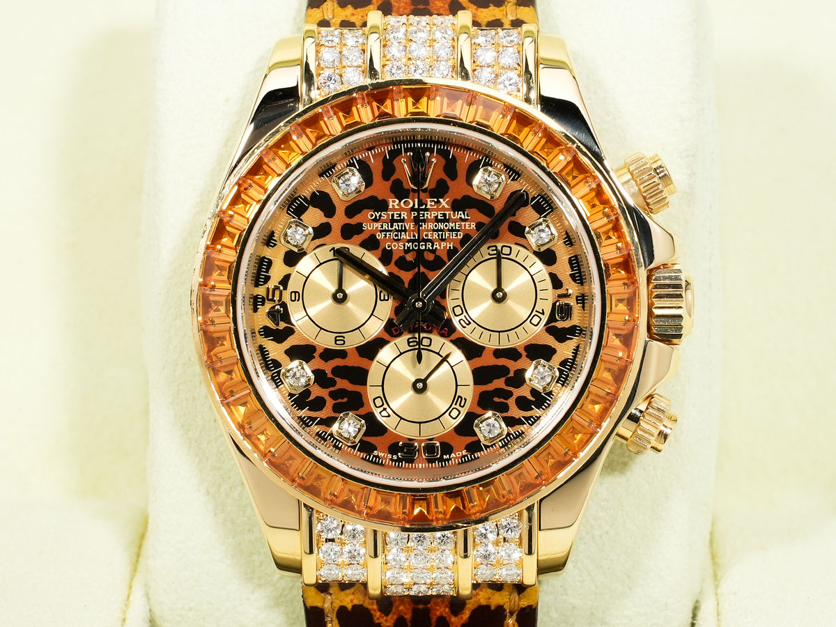ロレックス デイトナ Ref.116598SACO イエローゴールド レパードx8Pダイヤ文字盤 美中古 gdg8r5mn