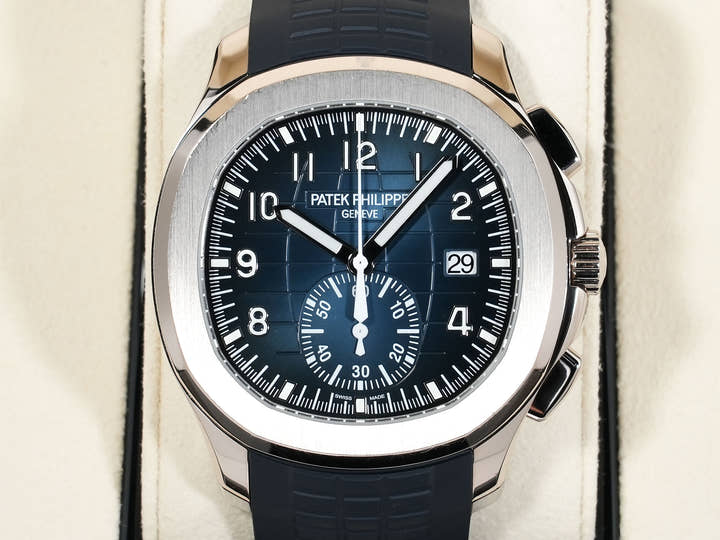 Patek Philippe Aquanaut Chronograph Ref. 5968G-001 White Gold Midnight Blue Dial Pre-owned 9tuet77o
