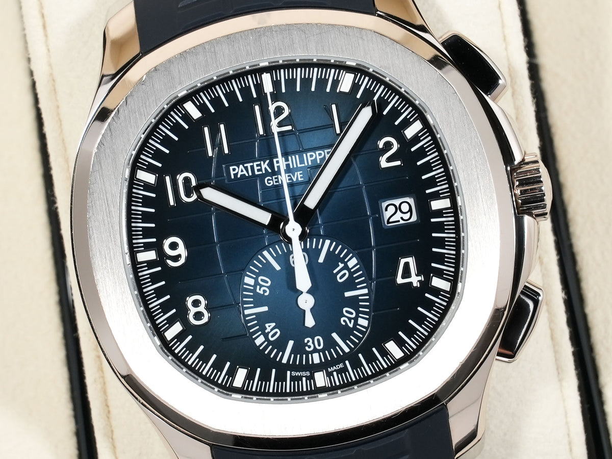 Patek Philippe Aquanaut Chronograph Ref. 5968G-001 White Gold Midnight Blue Dial Pre-owned 9tuet77o