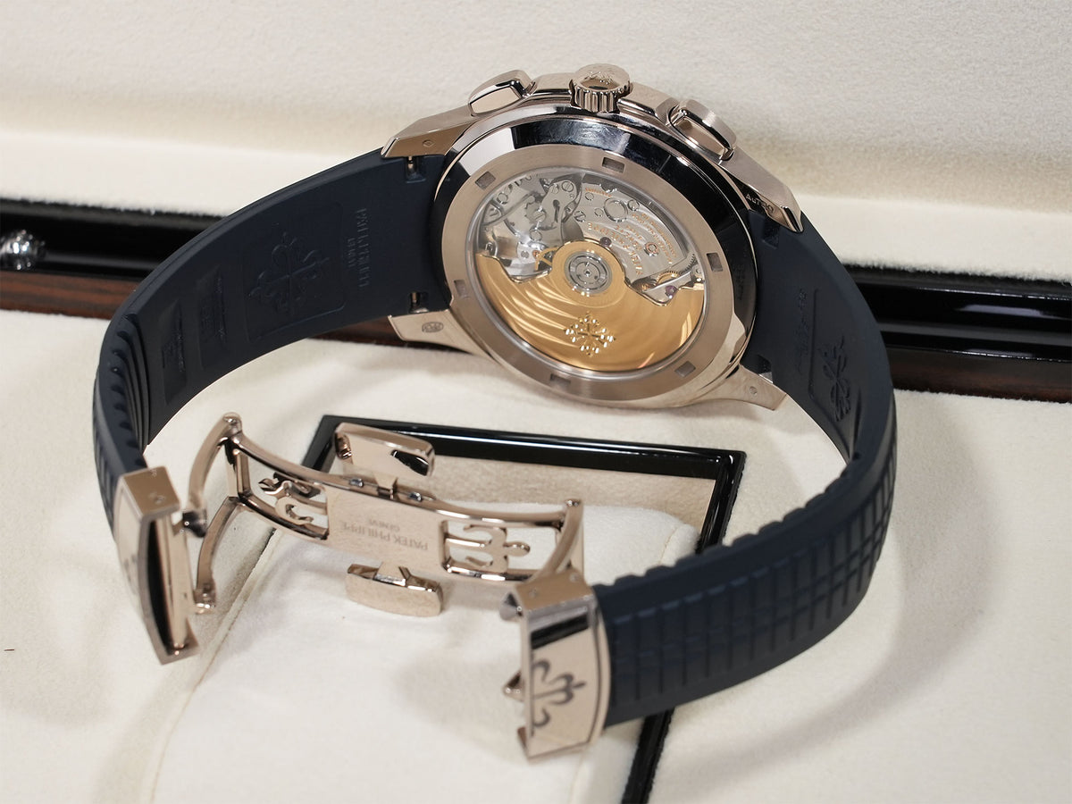 Patek Philippe Aquanaut Chronograph Ref. 5968G-001 White Gold Midnight Blue Dial Pre-owned 9tuet77o