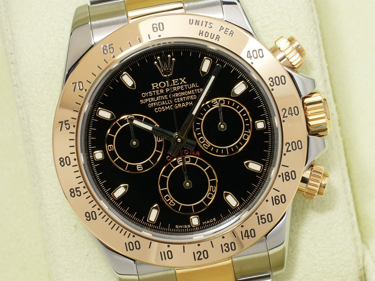 Rolex Daytona Ref. 116523 Stainless Steel/Yellow Gold Black Dial, Pre-owned in Excellent Condition, 8wi3zwig