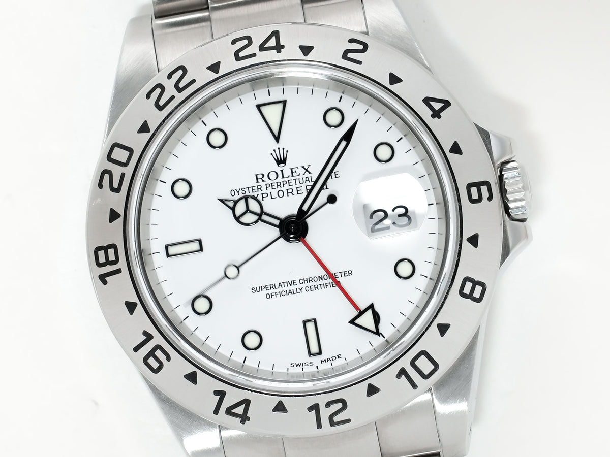 ロレックス エクスプローラーII Ref.16570 ステンレススチール ホワイト文字盤 オイスターブレスレット 中古 bzbg5cnk