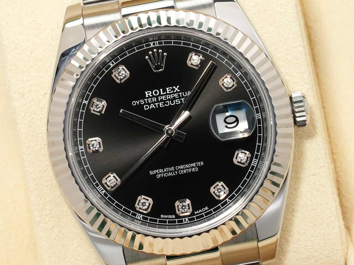 Rolex Datejust 41 Ref.126334G Stainless Steel/White Gold Black 10P Diamond Dial Oyster Bracelet Pre-owned 6svqrmq9