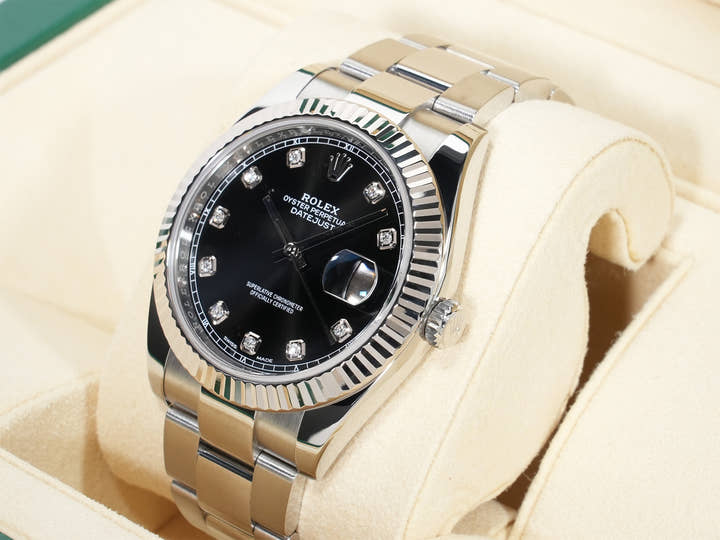 Rolex Datejust 41 Ref.126334G Stainless Steel/White Gold Black 10P Diamond Dial Oyster Bracelet Pre-owned 6svqrmq9