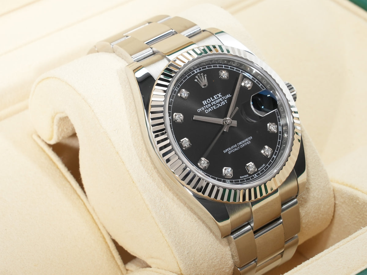 Rolex Datejust 41 Ref.126334G Stainless Steel/White Gold Black 10P Diamond Dial Oyster Bracelet Pre-owned 6svqrmq9