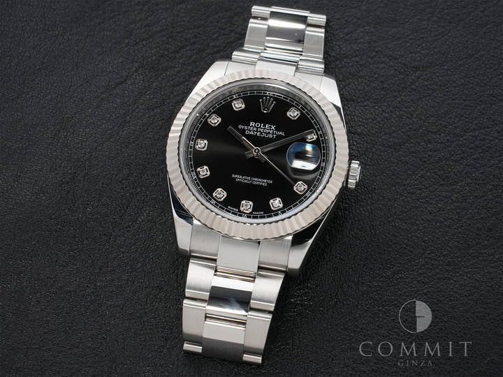 Rolex Datejust 41 Ref.126334G Stainless Steel/White Gold Black 10P Diamond Dial Oyster Bracelet Pre-owned 6svqrmq9