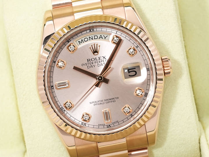 Rolex Day-Date Ref.118235A Pink Gold Pink 10P Diamond Dial Pre-owned oe5gekq6