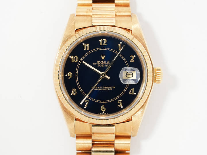 Rolex Datejust Ref.16018 Yellow Gold Blue Stella Boiler Gauge Dial Pre-owned rt39w9kb