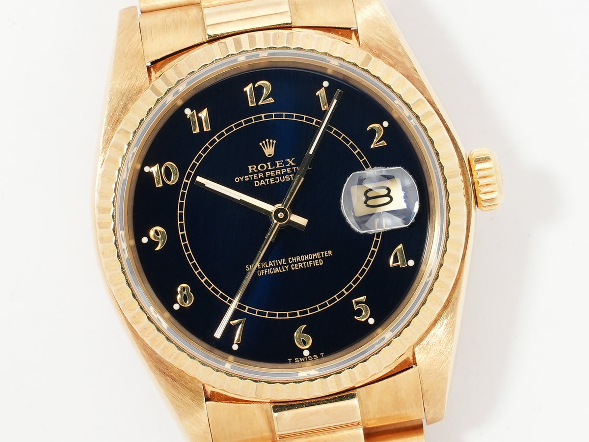 Rolex Datejust Ref.16018 Yellow Gold Blue Stella Boiler Gauge Dial Pre-owned rt39w9kb
