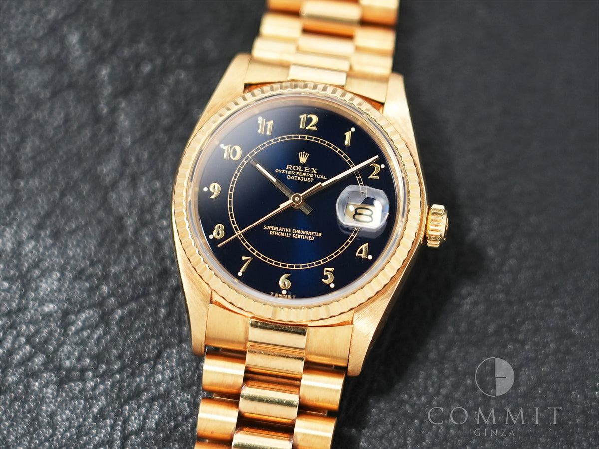 Rolex Datejust Ref.16018 Yellow Gold Blue Stella Boiler Gauge Dial Pre-owned rt39w9kb