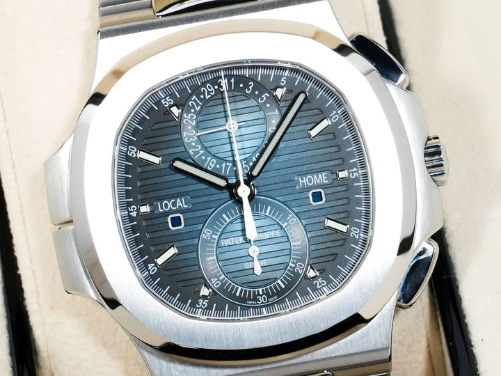 パテックフィリップ ノーチラス トラベルタイム クロノグラフ Ref.5990/1A-011 ステンレススチール ブルーソレイユ文字盤 美品 ytq5c7vo