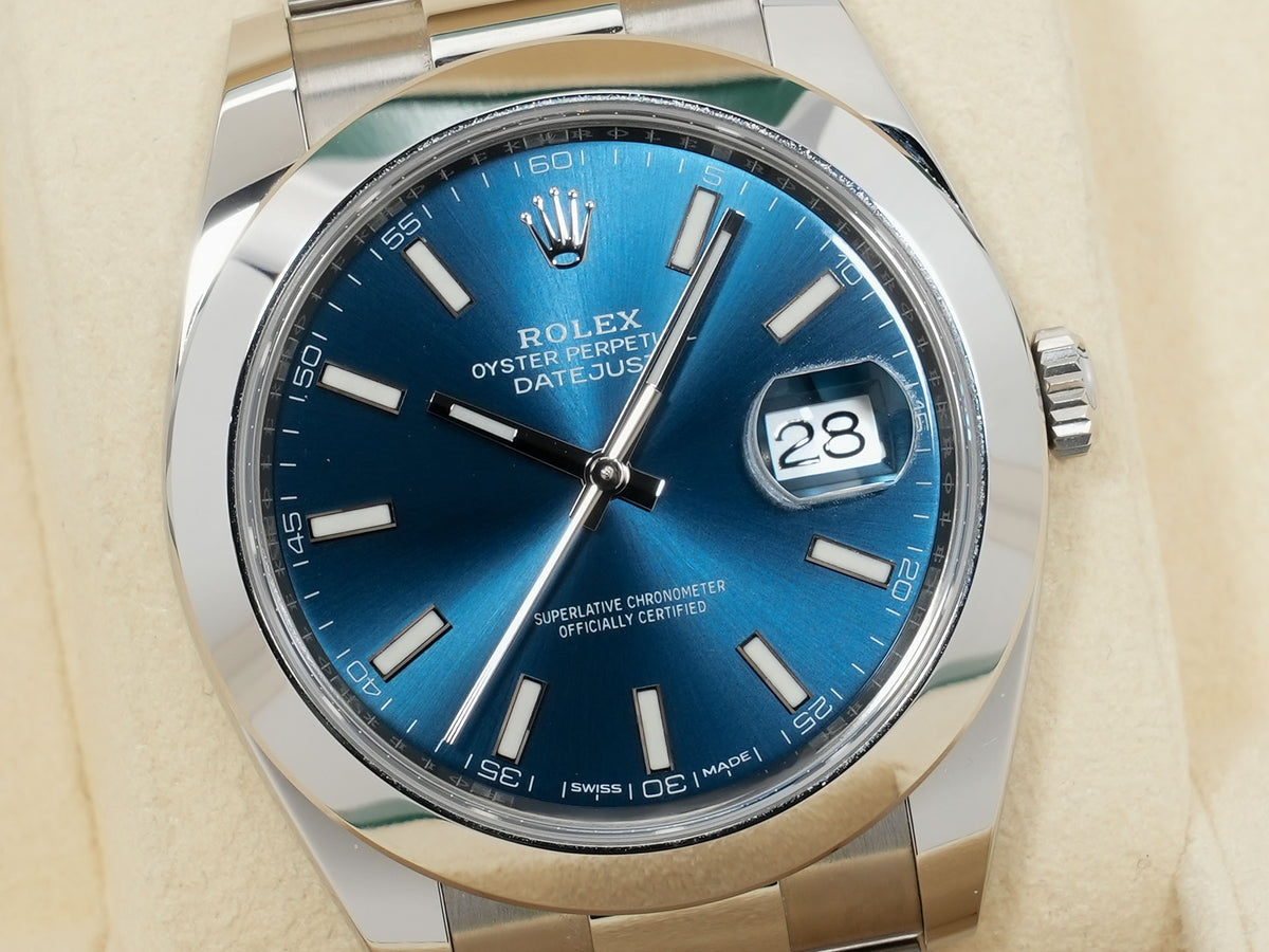 Rolex Datejust 41 Ref. 126300 Stainless Steel, Bright Blue Dial, Oyster Bracelet, Excellent Condition xcriwffa